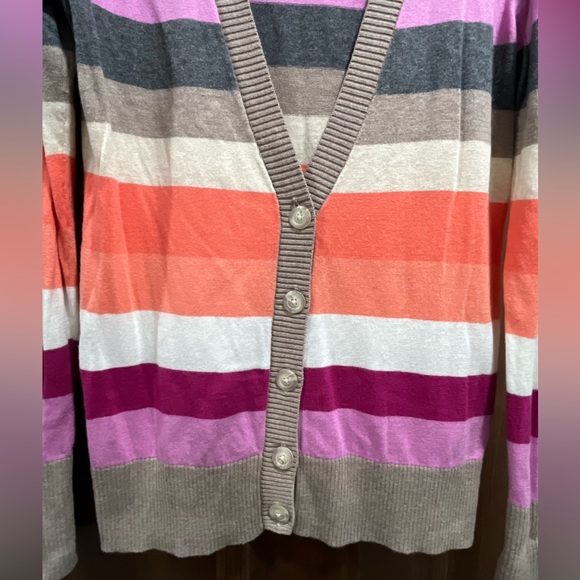 Old Navy Women’s Striped Multicolor Cardigan Sweater with Buttons, Size Medium - Picture 6 of 6